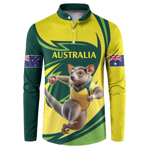 Australian Tasmanian Pademelon Cricket Custom Button Sweatshirt Aussie National Color