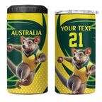 Australian Tasmanian Pademelon Cricket Custom 4 in 1 Can Cooler Tumbler Aussie National Color