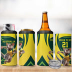 Australian Tasmanian Pademelon Cricket Custom 4 in 1 Can Cooler Tumbler Aussie National Color