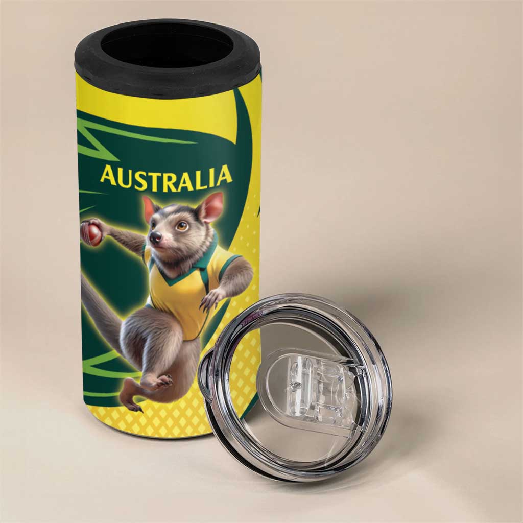 Australian Tasmanian Pademelon Cricket Custom 4 in 1 Can Cooler Tumbler Aussie National Color