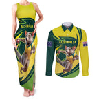 Australian Tasmanian Pademelon Cricket Custom Couples Matching Tank Maxi Dress and Long Sleeve Button Shirt Aussie National Color