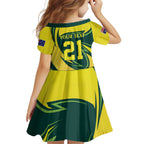 Australian Tasmanian Pademelon Cricket Custom Family Matching Off Shoulder Maxi Dress and Hawaiian Shirt Aussie National Color