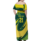 Australian Tasmanian Pademelon Cricket Custom Family Matching Off Shoulder Maxi Dress and Hawaiian Shirt Aussie National Color