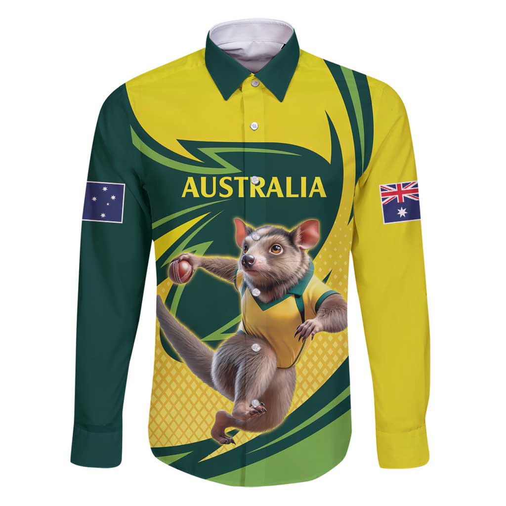 Australian Tasmanian Pademelon Cricket Custom Family Matching Puletasi and Hawaiian Shirt Aussie National Color