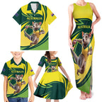 Australian Tasmanian Pademelon Cricket Custom Family Matching Tank Maxi Dress and Hawaiian Shirt Aussie National Color