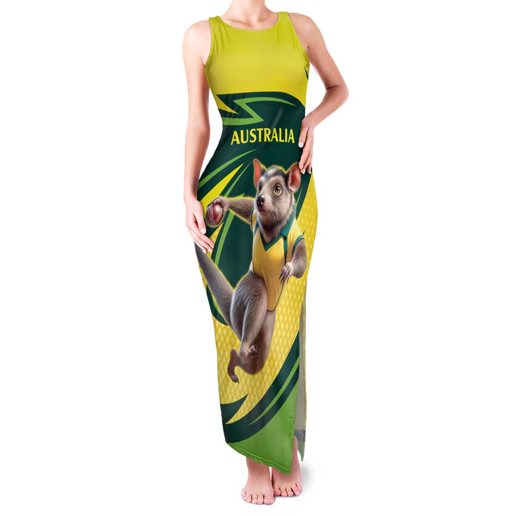 Australian Tasmanian Pademelon Cricket Custom Family Matching Tank Maxi Dress and Hawaiian Shirt Aussie National Color