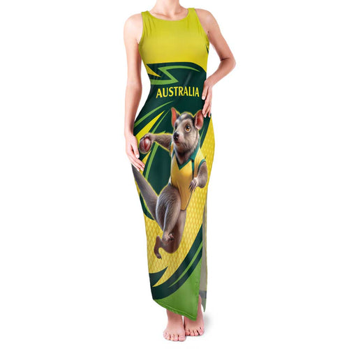 Australian Tasmanian Pademelon Cricket Custom Family Matching Tank Maxi Dress and Hawaiian Shirt Aussie National Color