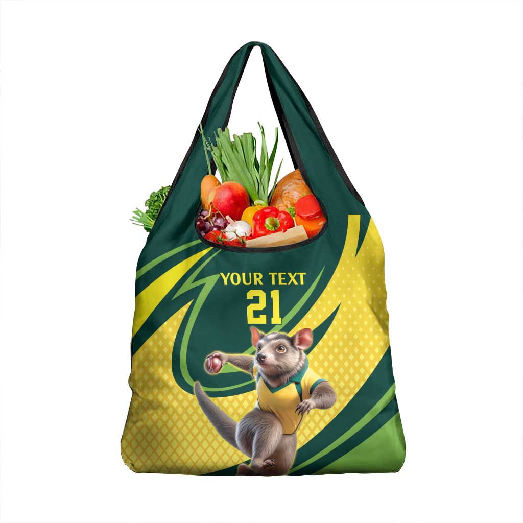 Australian Tasmanian Pademelon Cricket Custom Grocery Bag Aussie National Color