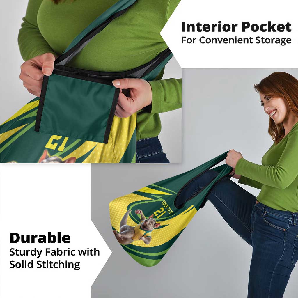 Australian Tasmanian Pademelon Cricket Custom Grocery Bag Aussie National Color