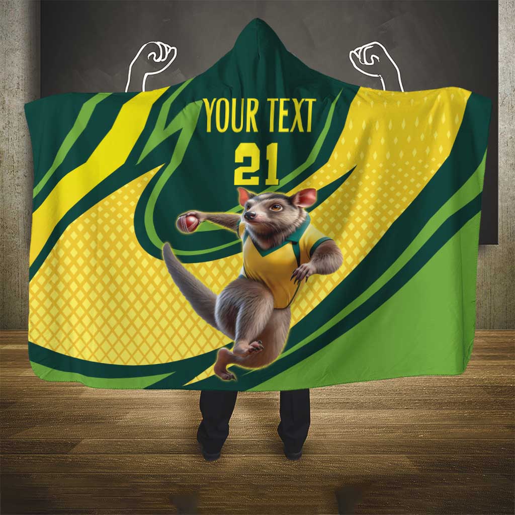 Australian Tasmanian Pademelon Cricket Custom Hooded Blanket Aussie National Color