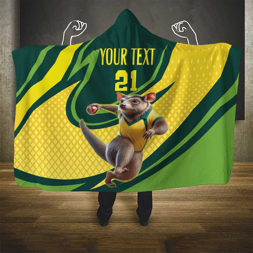 Australian Tasmanian Pademelon Cricket Custom Hooded Blanket Aussie National Color