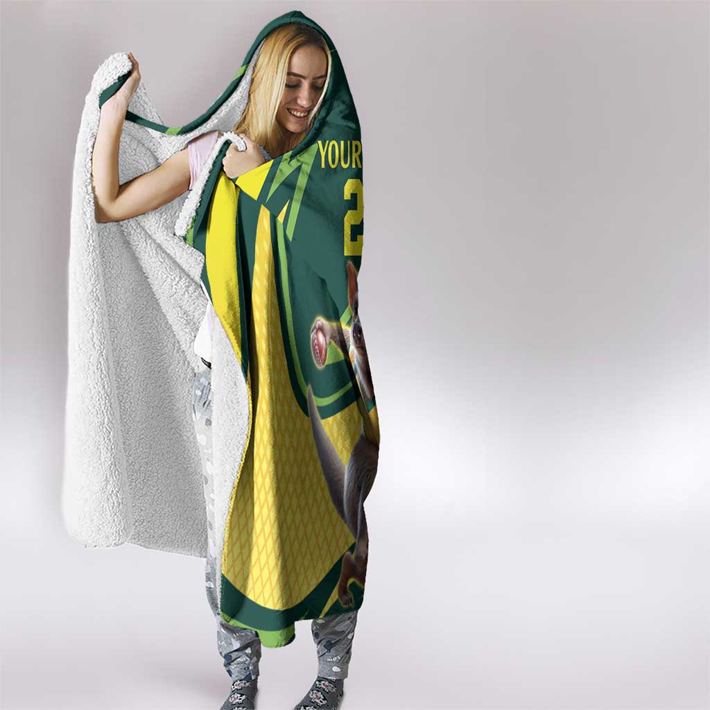 Australian Tasmanian Pademelon Cricket Custom Hooded Blanket Aussie National Color