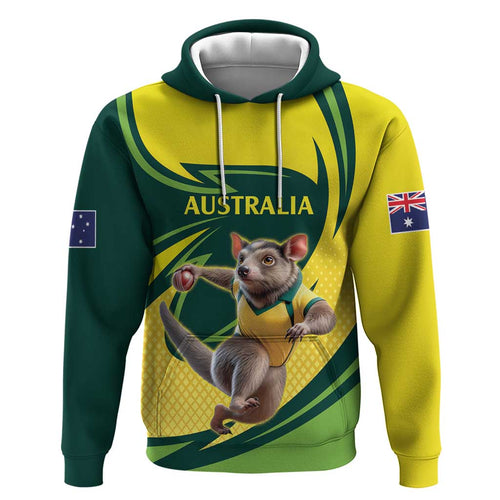 Australian Tasmanian Pademelon Cricket Custom Hoodie Aussie National Color