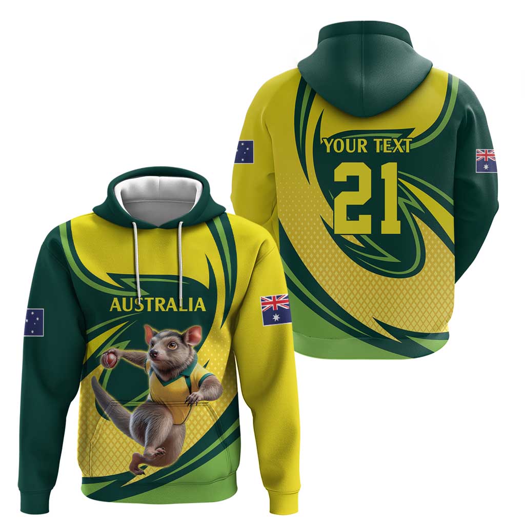 Australian Tasmanian Pademelon Cricket Custom Hoodie Aussie National Color