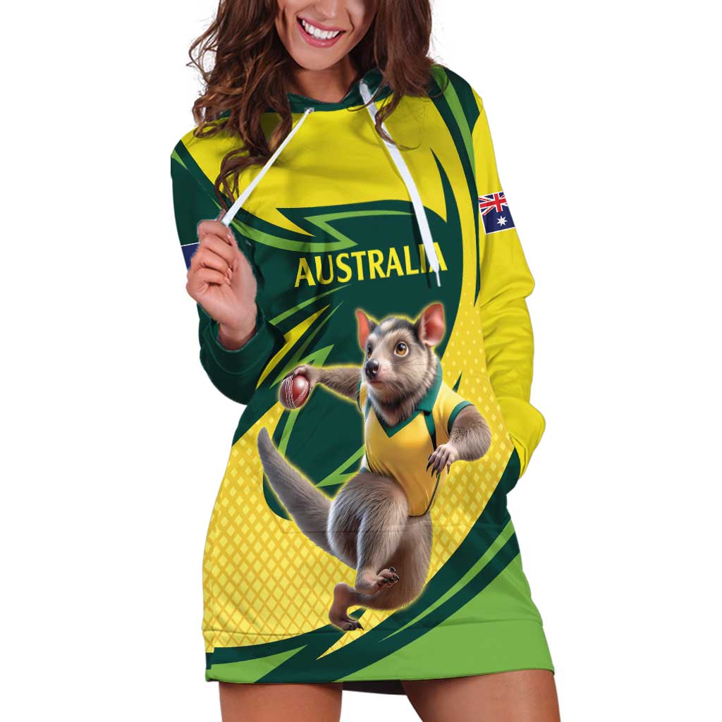 Australian Tasmanian Pademelon Cricket Custom Hoodie Dress Aussie National Color