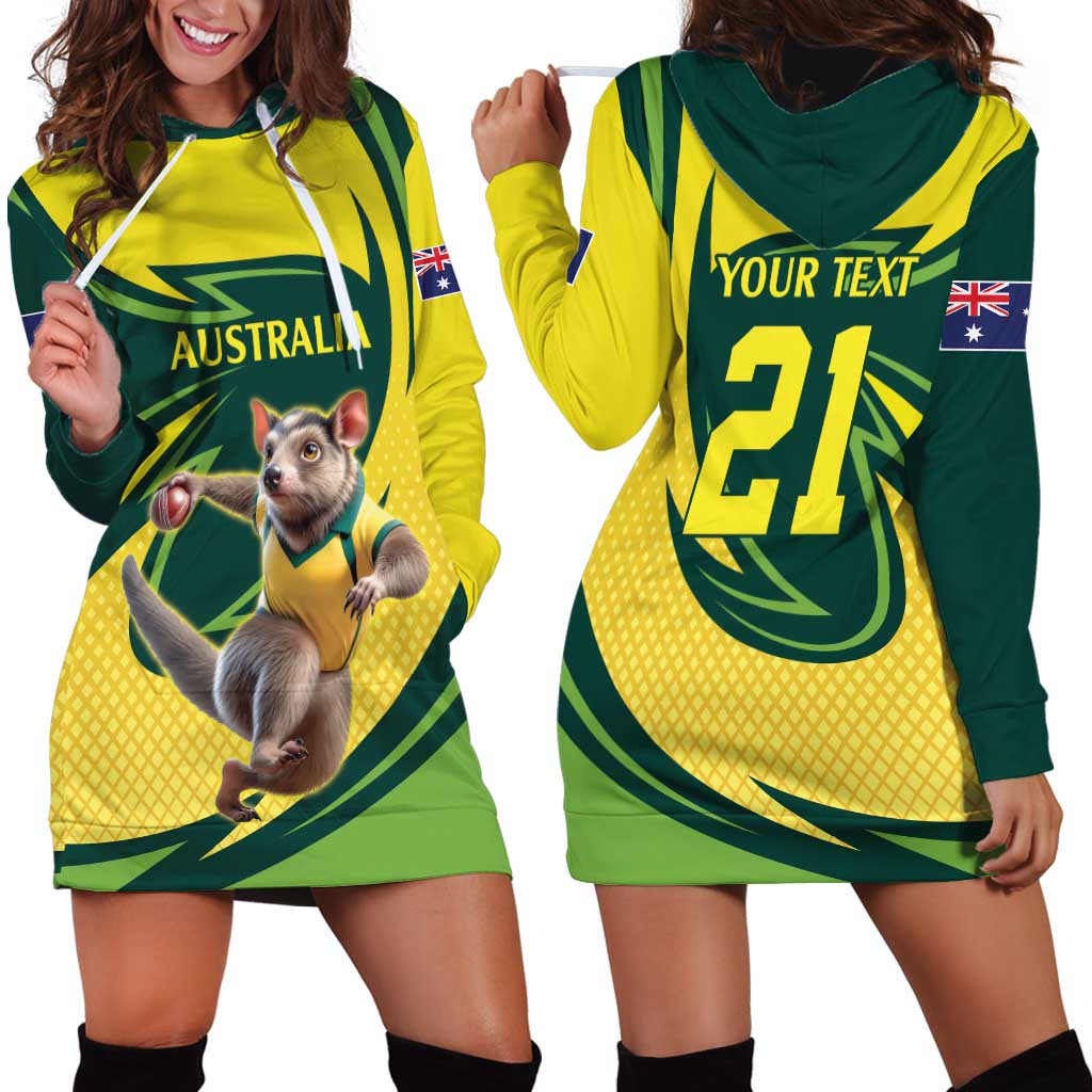 Australian Tasmanian Pademelon Cricket Custom Hoodie Dress Aussie National Color