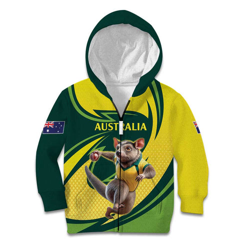 Australian Tasmanian Pademelon Cricket Custom Kid Hoodie Aussie National Color