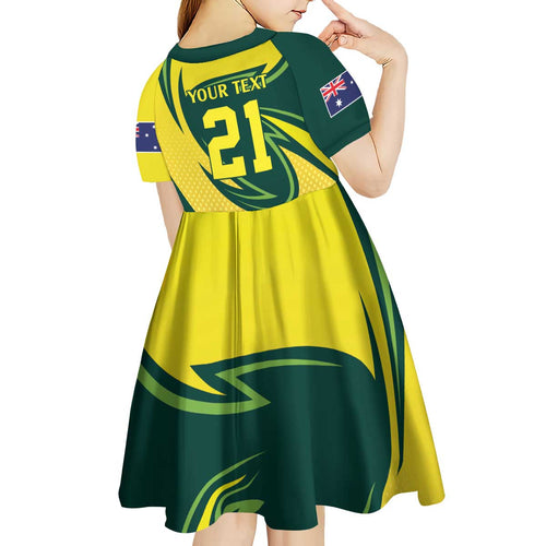 Australian Tasmanian Pademelon Cricket Custom Kid Short Sleeve Dress Aussie National Color