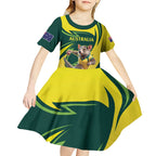 Australian Tasmanian Pademelon Cricket Custom Kid Short Sleeve Dress Aussie National Color