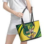 Australian Tasmanian Pademelon Cricket Custom Leather Tote Bag Aussie National Color