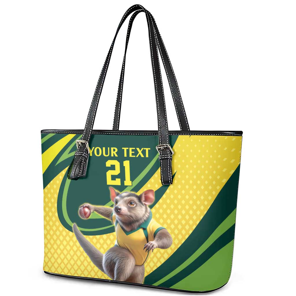 Australian Tasmanian Pademelon Cricket Custom Leather Tote Bag Aussie National Color