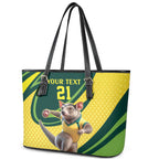 Australian Tasmanian Pademelon Cricket Custom Leather Tote Bag Aussie National Color
