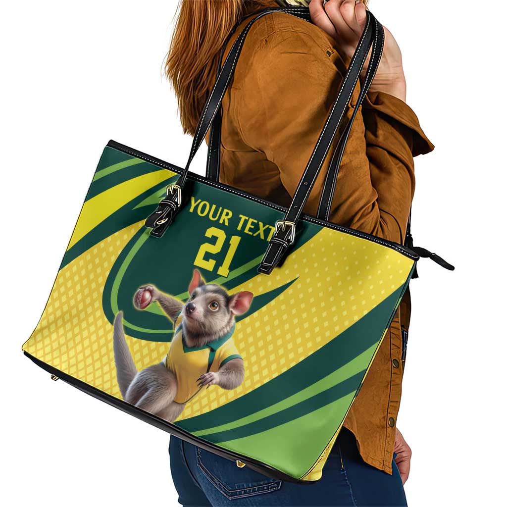Australian Tasmanian Pademelon Cricket Custom Leather Tote Bag Aussie National Color