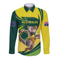 Australian Tasmanian Pademelon Cricket Custom Long Sleeve Button Shirt Aussie National Color