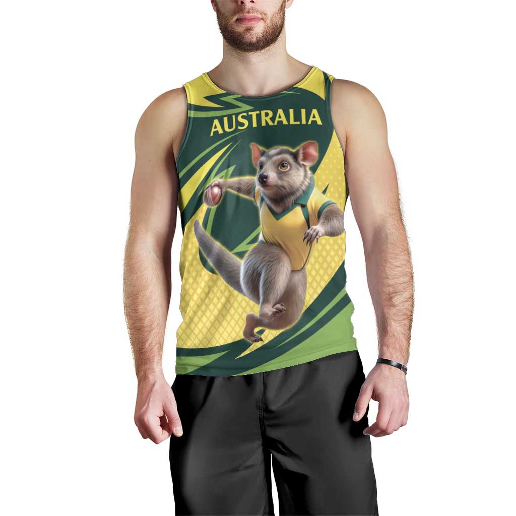 Australian Tasmanian Pademelon Cricket Custom Men Tank Top Aussie National Color