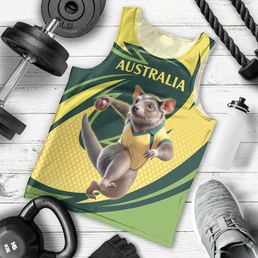 Australian Tasmanian Pademelon Cricket Custom Men Tank Top Aussie National Color