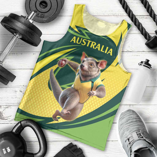 Australian Tasmanian Pademelon Cricket Custom Men Tank Top Aussie National Color