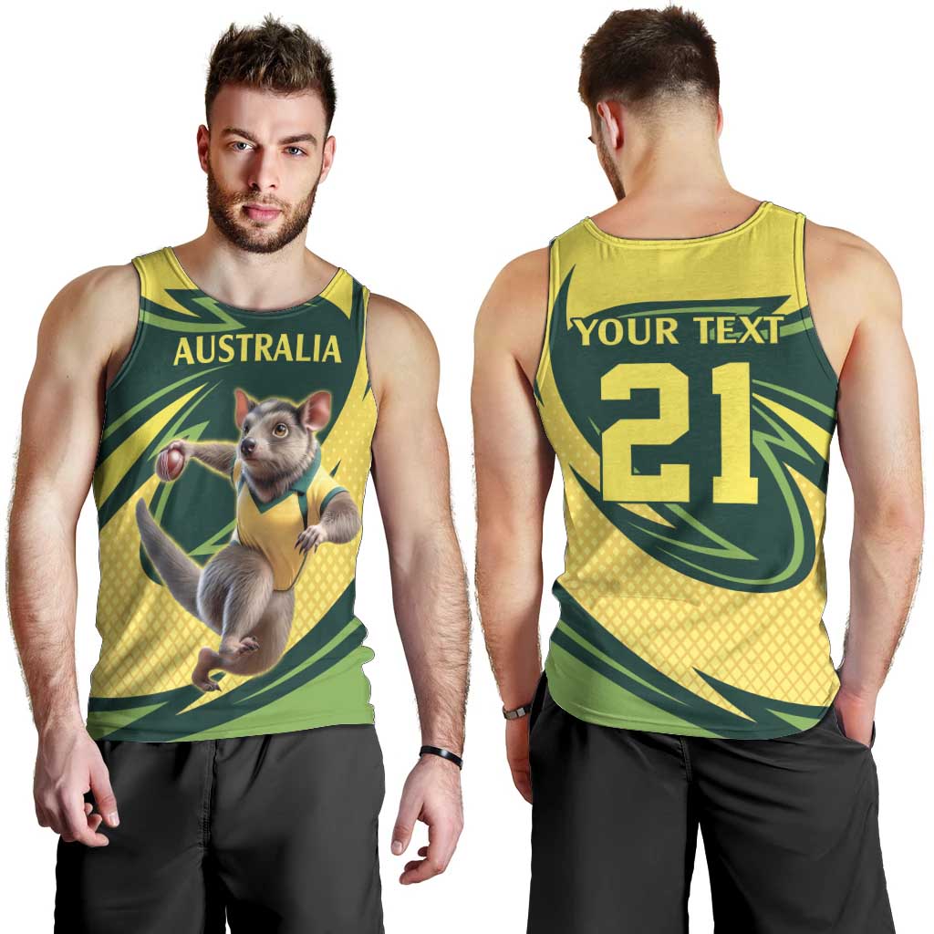 Australian Tasmanian Pademelon Cricket Custom Men Tank Top Aussie National Color