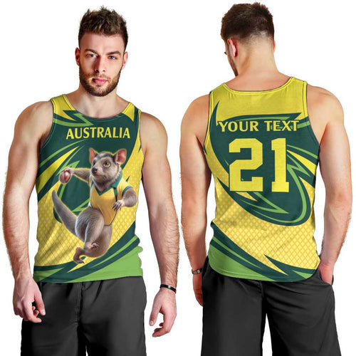 Australian Tasmanian Pademelon Cricket Custom Men Tank Top Aussie National Color