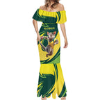 Australian Tasmanian Pademelon Cricket Custom Mermaid Dress Aussie National Color