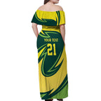 Australian Tasmanian Pademelon Cricket Custom Off Shoulder Maxi Dress Aussie National Color
