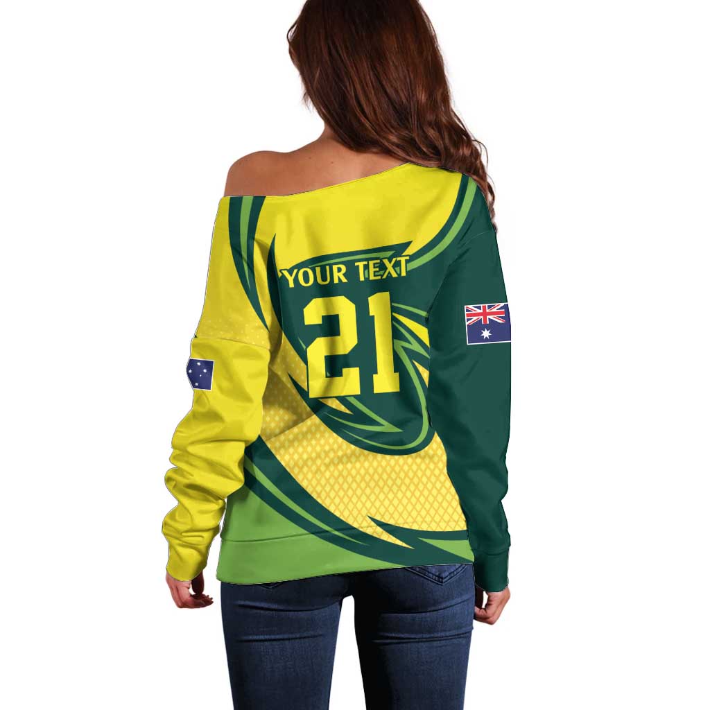 Australian Tasmanian Pademelon Cricket Custom Off Shoulder Sweater Aussie National Color