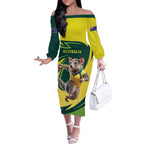 Australian Tasmanian Pademelon Cricket Custom Off The Shoulder Long Sleeve Dress Aussie National Color