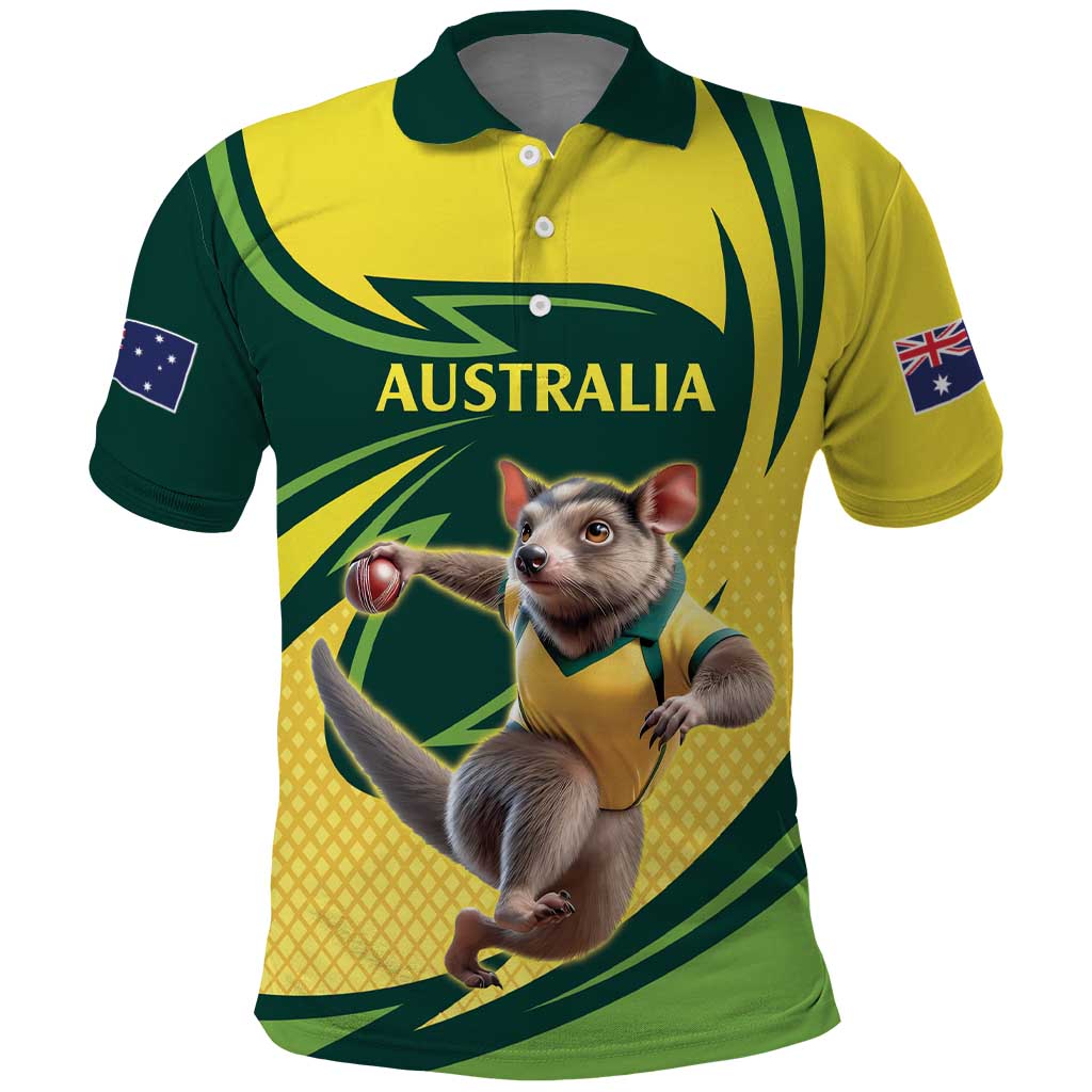 Australian Tasmanian Pademelon Cricket Custom Polo Shirt Aussie National Color