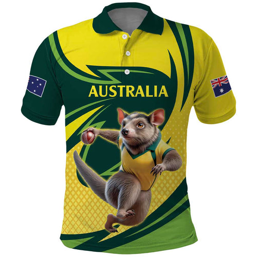 Australian Tasmanian Pademelon Cricket Custom Polo Shirt Aussie National Color