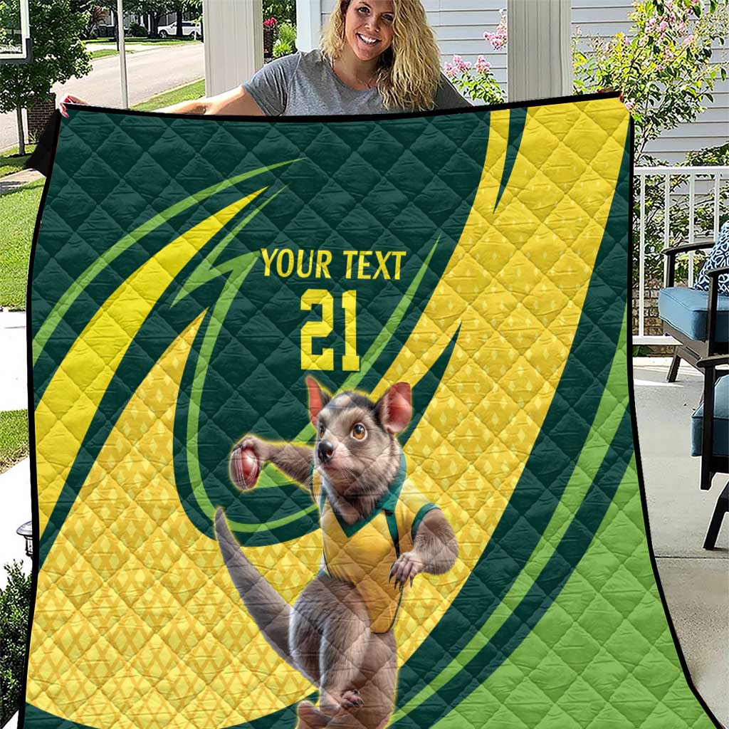 Australian Tasmanian Pademelon Cricket Custom Quilt Aussie National Color