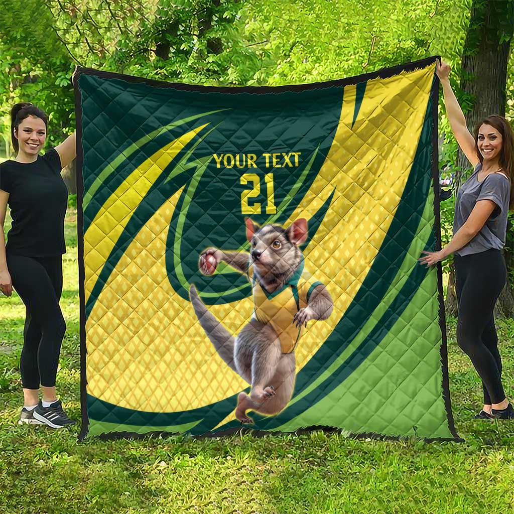 Australian Tasmanian Pademelon Cricket Custom Quilt Aussie National Color