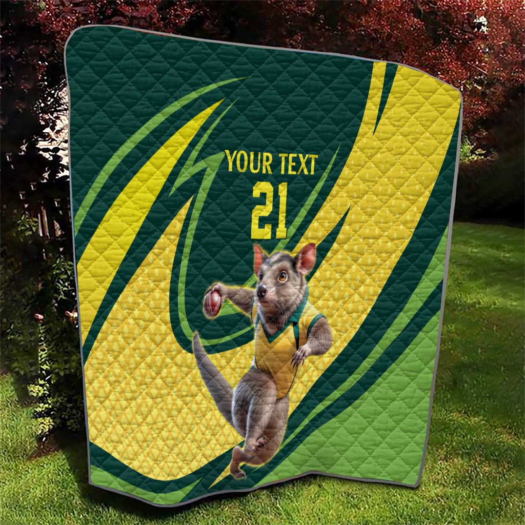 Australian Tasmanian Pademelon Cricket Custom Quilt Aussie National Color