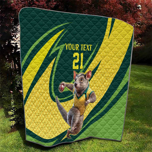 Australian Tasmanian Pademelon Cricket Custom Quilt Aussie National Color