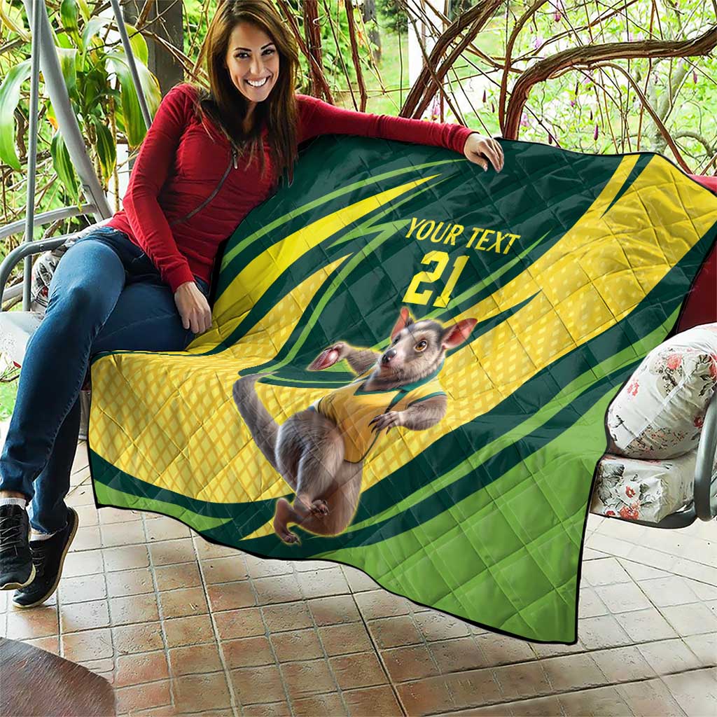 Australian Tasmanian Pademelon Cricket Custom Quilt Aussie National Color