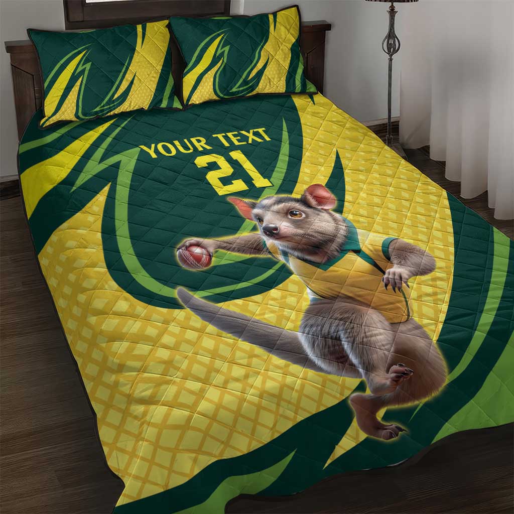 Australian Tasmanian Pademelon Cricket Custom Quilt Bed Set Aussie National Color