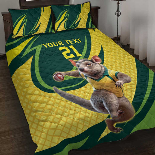 Australian Tasmanian Pademelon Cricket Custom Quilt Bed Set Aussie National Color