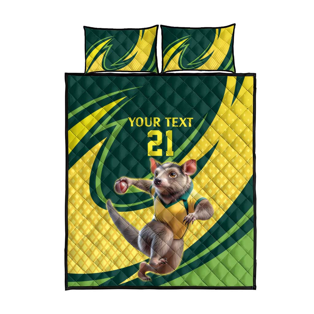 Australian Tasmanian Pademelon Cricket Custom Quilt Bed Set Aussie National Color