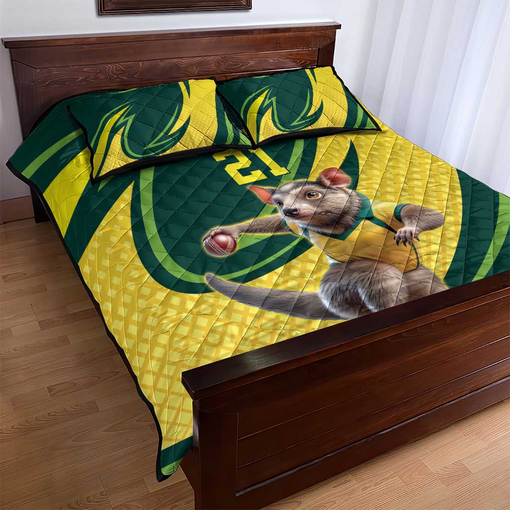 Australian Tasmanian Pademelon Cricket Custom Quilt Bed Set Aussie National Color