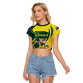 Australian Tasmanian Pademelon Cricket Custom Raglan Cropped T Shirt Aussie National Color