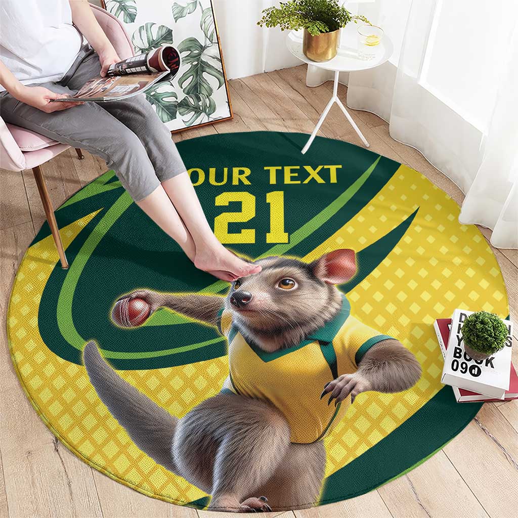 Australian Tasmanian Pademelon Cricket Custom Round Carpet Aussie National Color